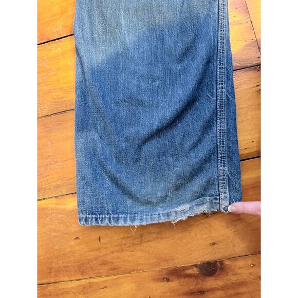 Vintage 70's JCPenney Big Mac Square Back Blue Denim Carpenter Bib Overall 34x34 - Picture 14 of 15